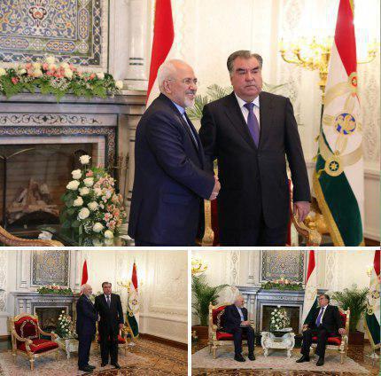 ژست جالب رئیس‌جمهور تاجیکستان در دیدار با ظریف + عکس