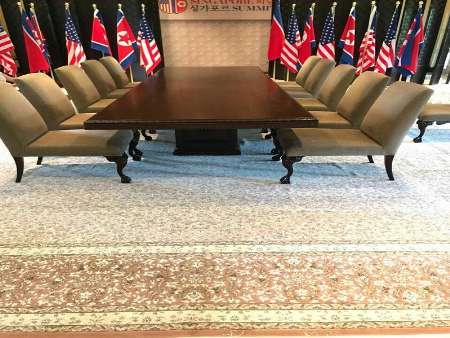 فرش ایرانی در جلسه ترامپ با رهبر کره شمالی! + عکس