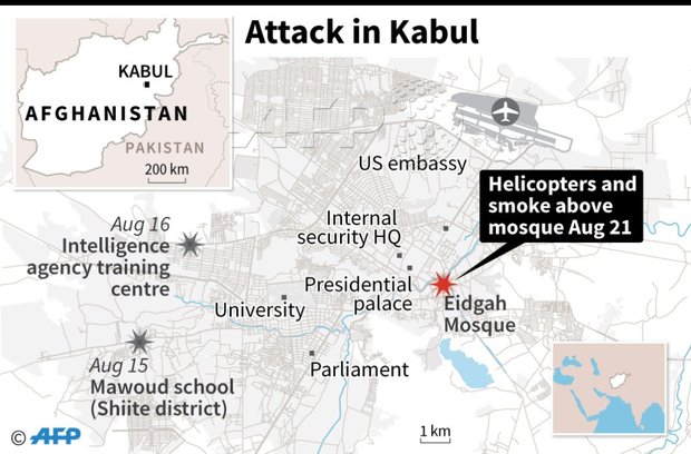 تصاویر/ حمله راکتی به منطقه دیپلماتیک کابل حین سخنرانی رئیس جمهور