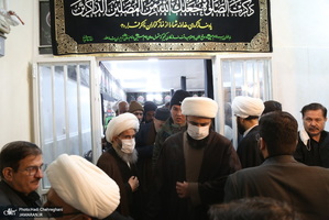 عزاداری شهادت حضرت فاطمه(س) در بیت آیت الله دوستی زنجانی با حضور سید حسن خمینی