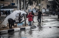  حمله طوفان و هوای سرد به آوارگان فلسطینی در رفح (10)