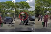 ویدئو/ لحظه سرقت گردنبند زن عابر پیاده در خیابان