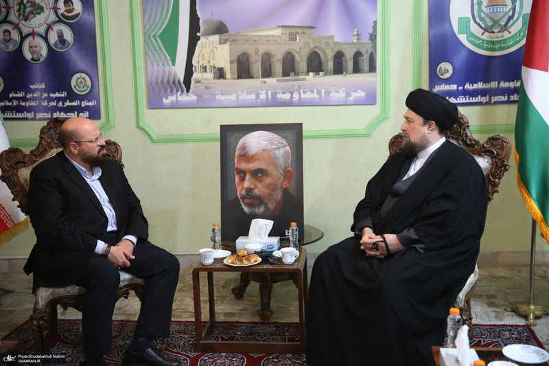 حضور سید حسن خمینی در دفتر نمایندگی جنبش مقاومت اسلامی فلسطین (حماس)