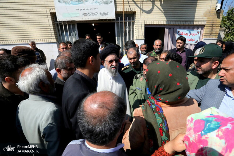 حضور آیت الله نورمفیدی در  محل اسکان موقت سیل زدگان