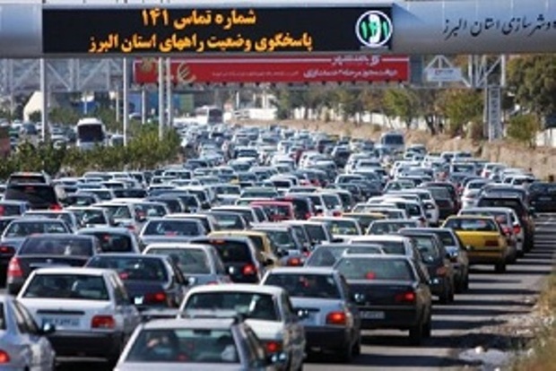 تراکم بالای ترافیک در آزاد راه تهران - کرج - قزوین