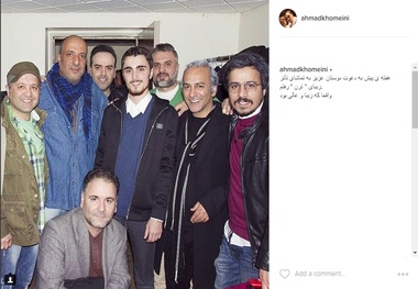 تصویری از سید احمد خمینی با بازیگران سینما
