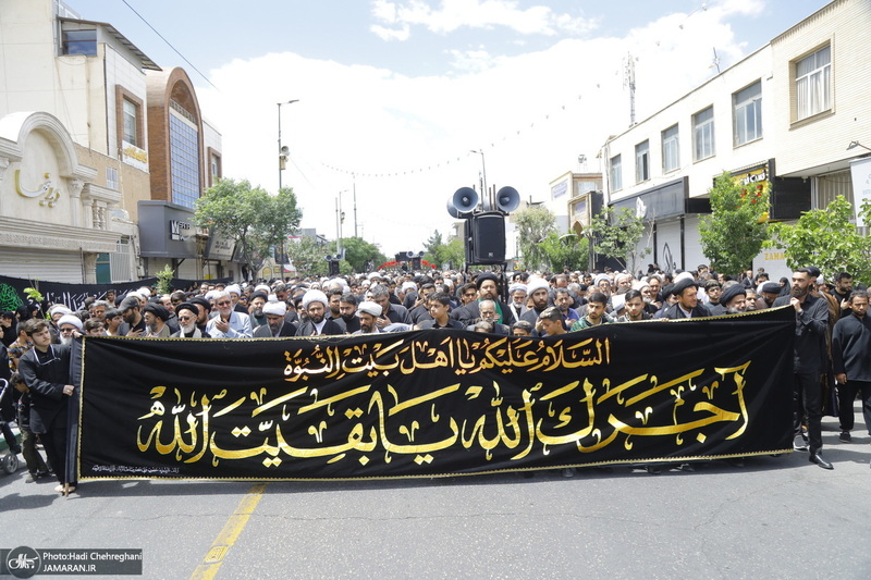 دسته عزاداری روز شهادت امام جعفر صادق (ع) با حضور آیت الله العظمی وحید خراسانی