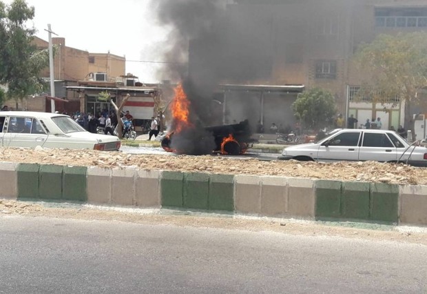 تصادف منجر به آتش سوزی در دزفول مرگ راننده را رقم زد