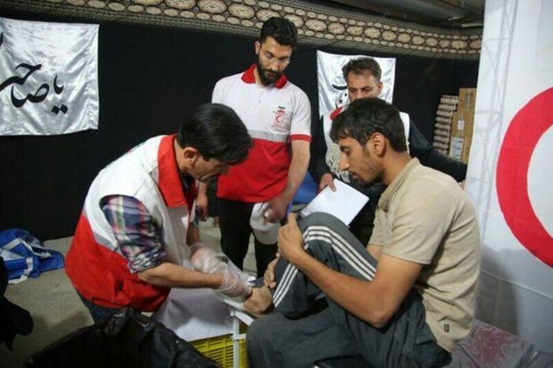 ۷۲۵ زائر حسینی توسط هلال احمر درمان سرپایی شدند