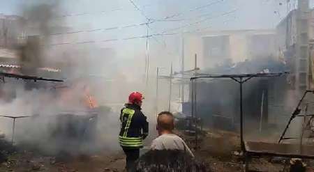 مهار آتش سوزی در بازار خشایار اهواز
