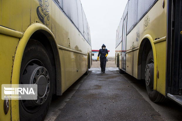 اتوبوس‌های بین شهری کرمانشاه ضد عفونی می‌شوند