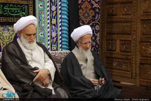 عزاداری اباعبدالله الحسین(ع) در بیت آیت الله العظمی جوادی آملی با حضور سید علی خمینی