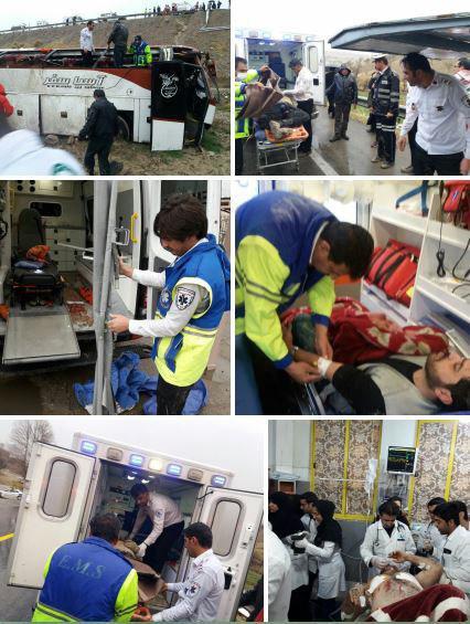 اسامی مصدومان واژگونی اتوبوس در محور یاسوج به اصفهان